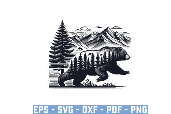 Runing Mountain Bear Silhouette File Svg Gráfico Manualidades Por Ayan Graphicriver