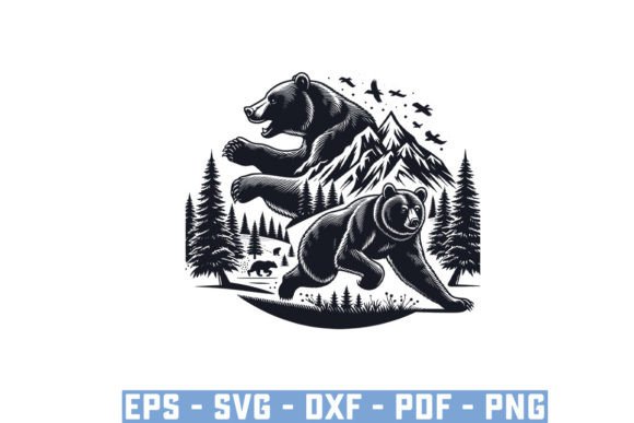 Runing Mountain Bear Silhouette File Svg Gráfico Manualidades Por Ayan Graphicriver