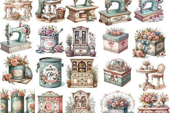 Shabby Chic Vintage Collection Graphic AI Transparent PNGs By hinaanayat4545