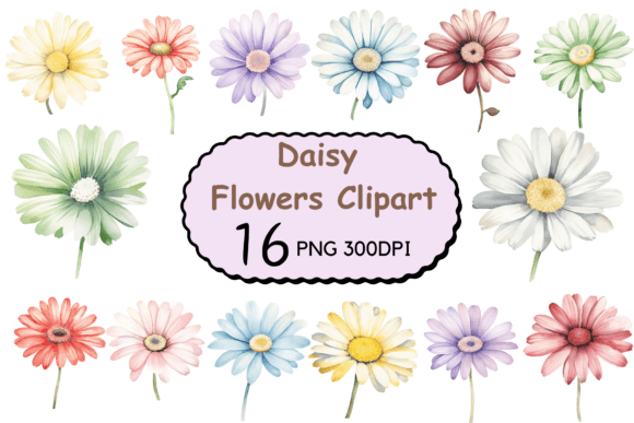 Watercolor Daisy Flowers Clipart Graphic Crafts By CreativeDesign