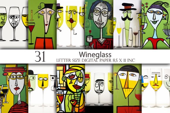 Wineglass Digital Paper Grafik KI Grafiken Von Mehtap