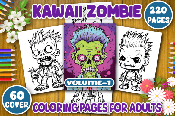 220 Kawaii Zombie Coloring Pages - KDP Graphic Coloring Pages & Books Adults By kdp Design