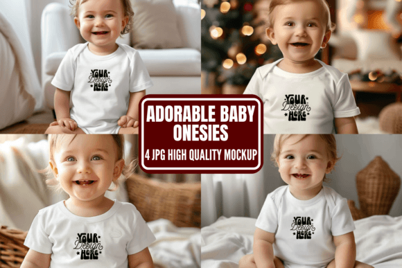 Adorable Baby Onesies Mockup Gráfico Mockups de Productos Por CraftArt