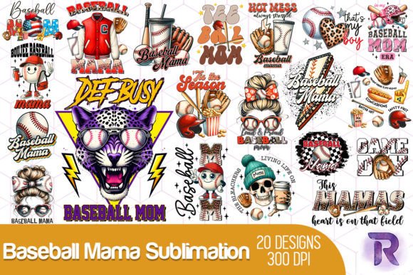 Baseball Mama Sublimation Bundle Graphic Print Templates By Revelin