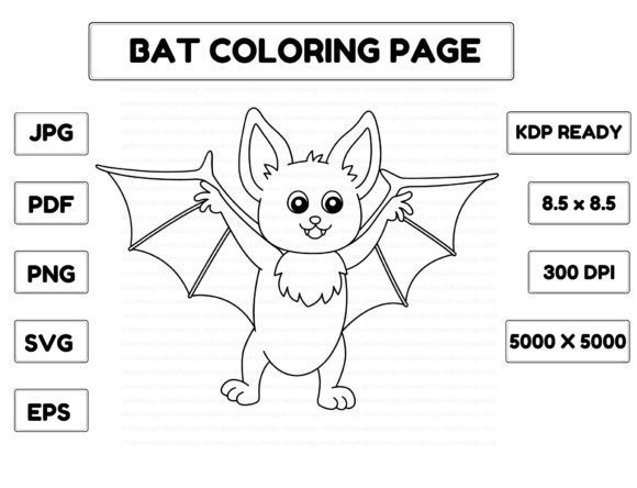 Bat Coloring Page Isolated for Kids Grafica Pagine e libri da colorare per bambini Di abbydesign