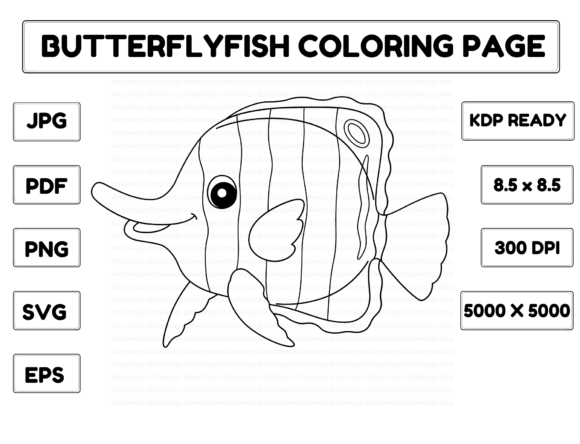 Butterflyfish Coloring Page Isolated Illustration Pages et livres de coloriage pour enfants Par abbydesign