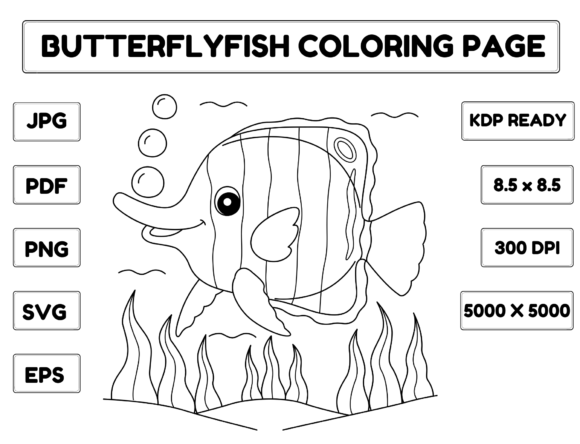 Butterflyfish Coloring Page for Kids Illustration Pages et livres de coloriage pour enfants Par abbydesign