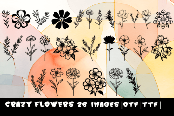 Crazy Flowers Dingbats-Schriftarten Schriftart Von MOMAT THIRTYONE