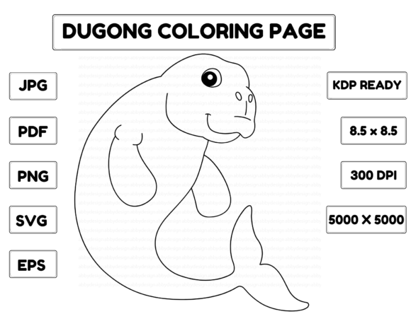 Dugong Coloring Page Isolated for Kids Graphic Coloring Pages & Books Kids By abbydesign