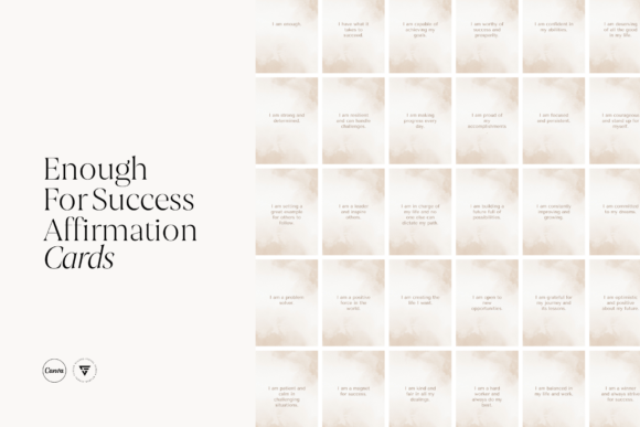 Enough for Success Affirmation Cards Grafika Szablony do Druku Przez Visual Fusion Studio