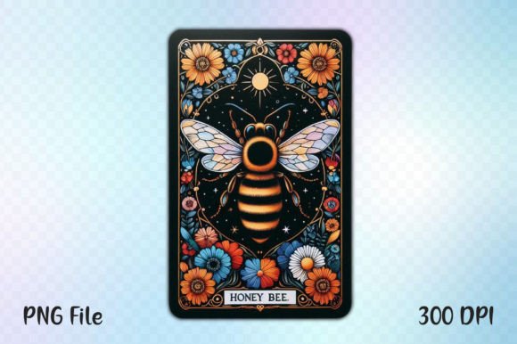 Flower Bee Tarot Card Sublimation Grafik Druckbare Illustrationen Von LiustoreCraft