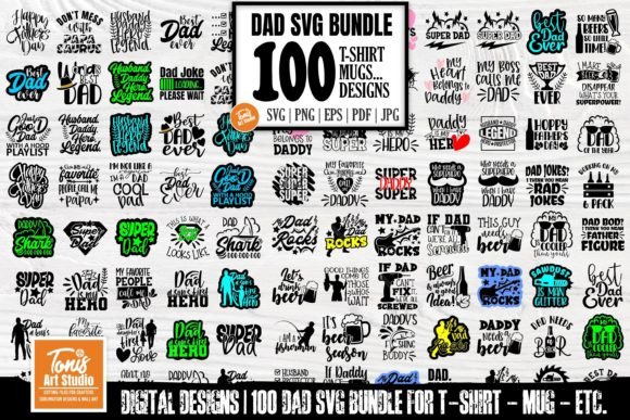 Funny Dad Quotes SVG Bundle, 100 Designs Illustration Artisanat Par TonisArtStudio