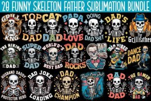 Funny Skeleton Father Sublimation Bundle Graphic Print Templates By Craft Sublimation Design 1