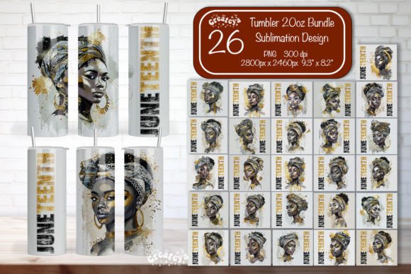 Juneteenth Tumbler Bundle Afro Woman Graphic Tumbler Wraps By Createya Design