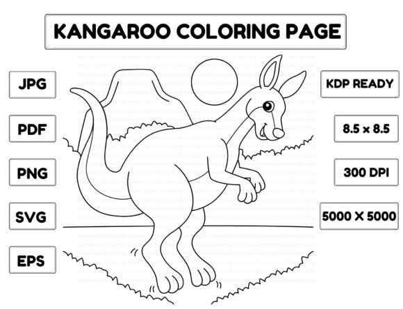 Kangaroo Animal Coloring Page for Kids Illustration Pages et livres de coloriage pour enfants Par abbydesign