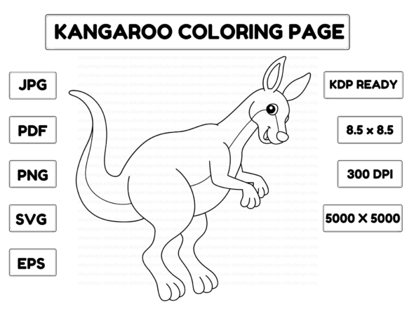 Kangaroo Coloring Page Isolated for Kids Illustration Pages et livres de coloriage pour enfants Par abbydesign