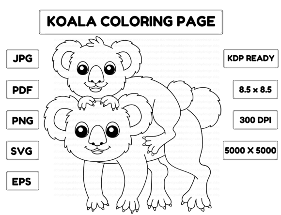 Koala Coloring Page Isolated for Kids Illustration Pages et livres de coloriage pour enfants Par abbydesign