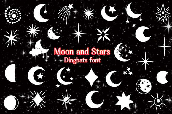 Moon and Stars Dingbats-Schriftarten Schriftart Von Jeaw Keson