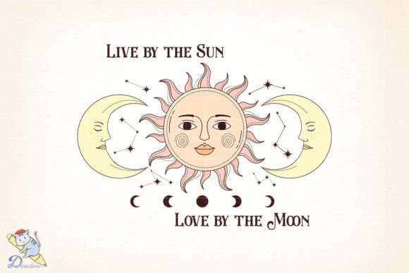 Mystical Sun and Moon PNG Illustration Artisanat Par Dori Story