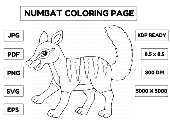 Numbat Coloring Page Isolated for Kids Illustration Pages et livres de coloriage pour enfants Par abbydesign