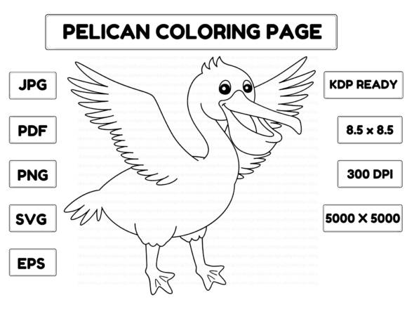 Pelican Coloring Page Isolated for Kids Illustration Pages et livres de coloriage pour enfants Par abbydesign