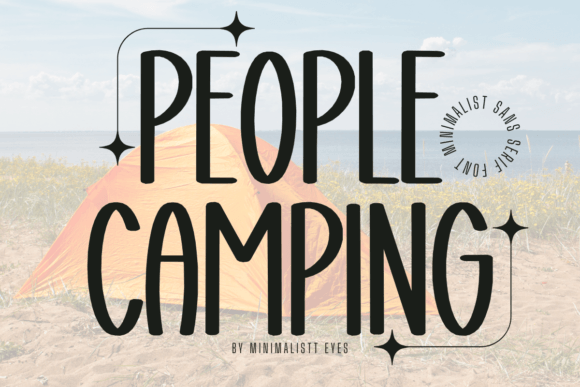 People Camping Font Sans Serif Font Di Minimalist Eyes