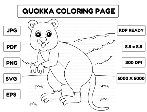 Quokka Animal Coloring Page for Kids Illustration Pages et livres de coloriage pour enfants Par abbydesign