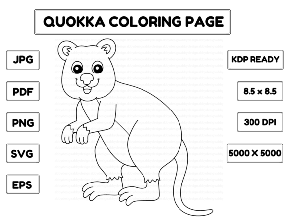 Quokka Coloring Page Isolated for Kids Illustration Pages et livres de coloriage pour enfants Par abbydesign
