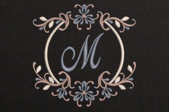 Single Monogram in Frame Letter M Black Monogramme de Mariage Design de Broderie Par EmbroideryChicDesign