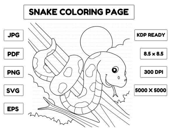 Snake Animal Coloring Page for Kids Illustration Pages et livres de coloriage pour enfants Par abbydesign