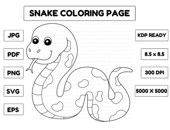 Snake on Ground Coloring Page Isolated Graphic Coloring Pages & Books Kids By abbydesign