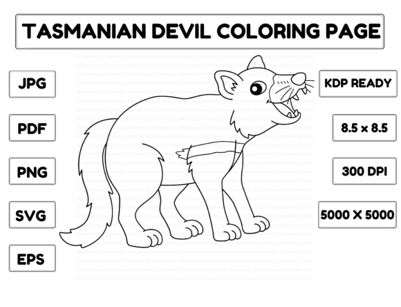 Tasmanian Devil Coloring Page Isolated Illustration Pages et livres de coloriage pour enfants Par abbydesign