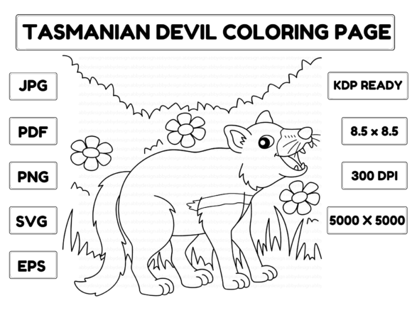 Tasmanian Devil Coloring Page for Kids Graphic Coloring Pages & Books Kids By abbydesign