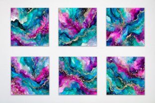 Teal and Purple Iridescent Alcohol Ink Graphic Backgrounds By jallydesign 2