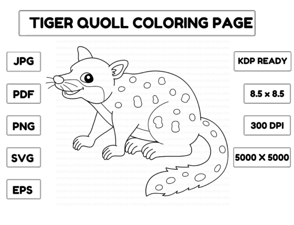 Tiger Quoll Coloring Page Isolated Illustration Pages et livres de coloriage pour enfants Par abbydesign
