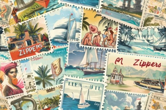 Vintage Travel Postcards Seamless Graphic Patterns By Sun Sublimation