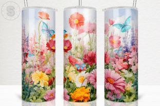 Wildflowers Butterfly 20Oz Tumbler Wrap Graphic Crafts By Sunshine Design 1