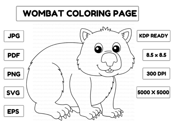 Wombat Coloring Page Isolated for Kids Illustration Pages et livres de coloriage pour enfants Par abbydesign