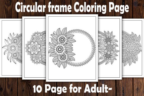 10 Circular-frame-Coloring Page for-KDP Illustration Pages et livres de coloriage pour adultes Par Graphics Design Studio