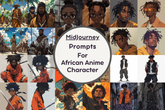 African Anime Character Graphic Illustrations By Milano Creative