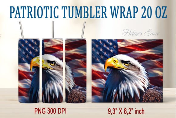 American Bald Eagle Tumbler Wrap 20oz Graphic Crafts By Helene's store