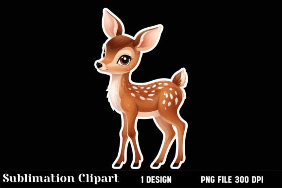 Baby Deer Christmas Sticker Clipart PNG Graphic Illustrations By Vertex