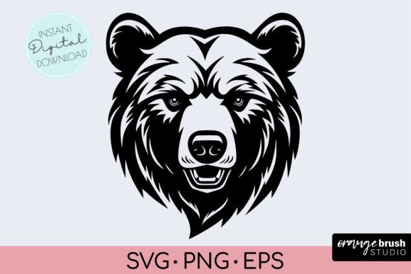 Bear SVG, Bear Head Cut File, Bear Face Graphic Crafts By Orange Brush Studio