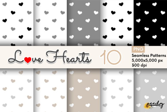 Black and White Heart Graphic Patterns By Aeedzyarts888