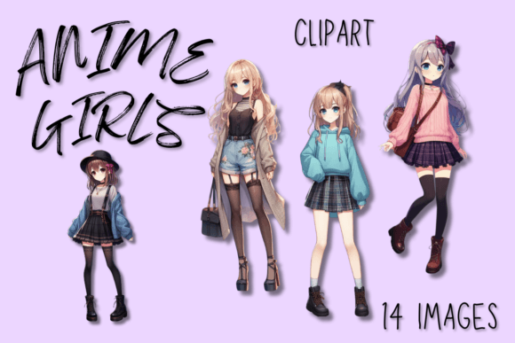 FASHION ANIME GIRLS CLIPART Graphic Crafts By Pixels N Bows