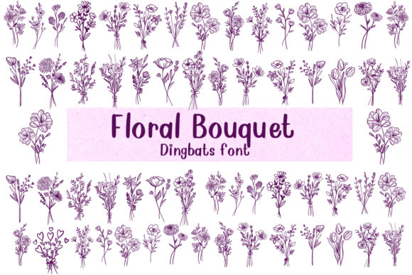 Floral Bouquet Dingbats-Schriftarten Schriftart Von Nongyao