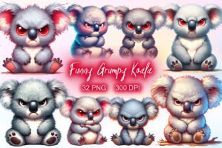 Funny Grumpy Koala Clipart PNG Graphic Illustrations By LiustoreCraft 1