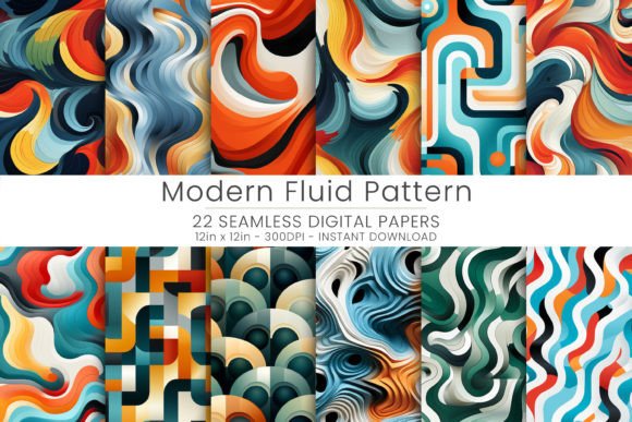 Modern Fluid Seamless Patterns, JPG Grafica Motivi di Carta Di Mehtap