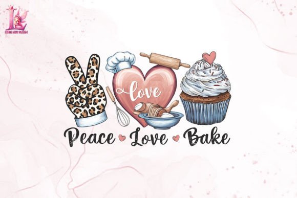 Peace Love Bake Clipart PNG Gráfico Manualidades Por Little Lady Design
