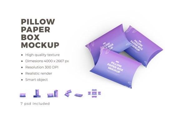 Pillow Paper Box Packaging Mockup Graphic Product Mockups By RAM Studio